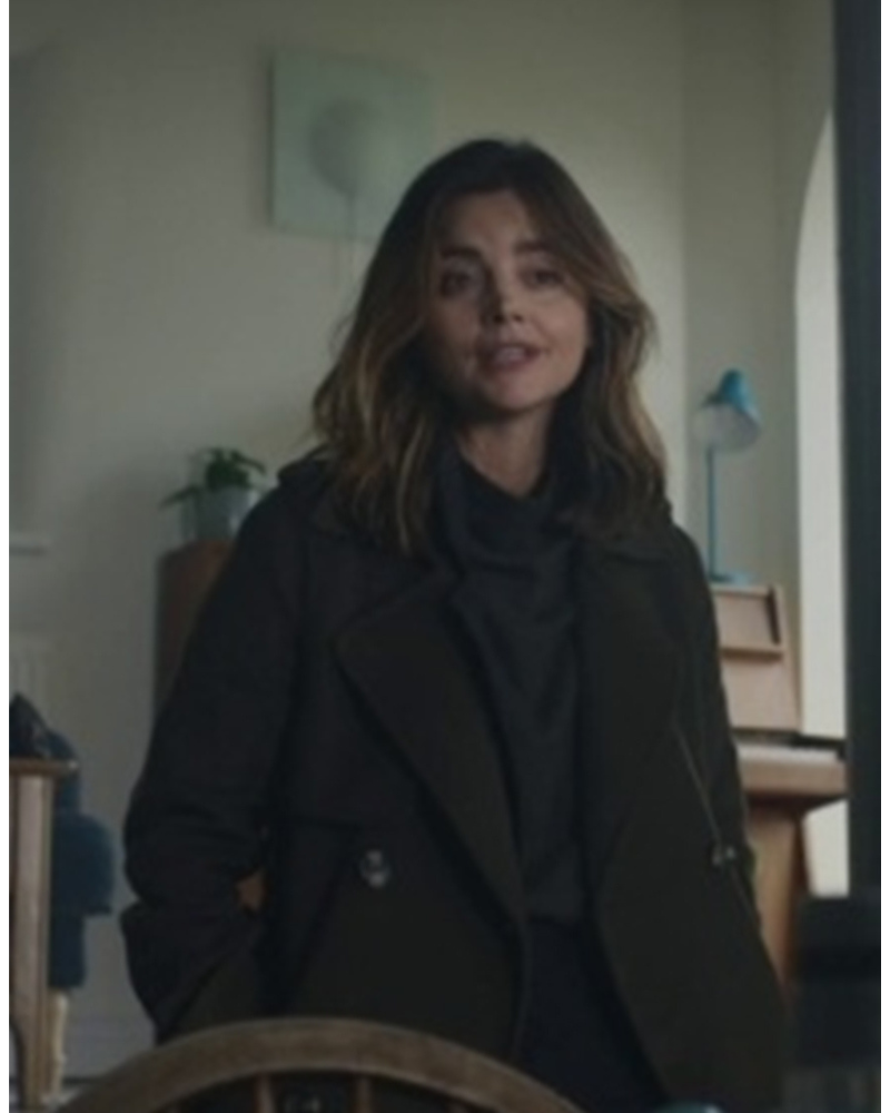 Ember Manning Tv Series The Jetty 2024 Jenna Coleman Green Trench Coat.
