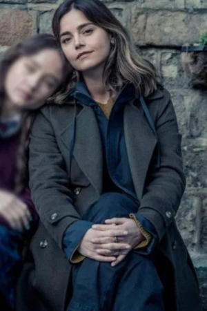 Ember Tv Series The Jetty 2024 Jenna Coleman Grey Trench Coat.