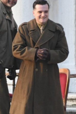 Jackson Across The River And Into The Trees Josh Hutcherson Brown Wool Trench Coat.