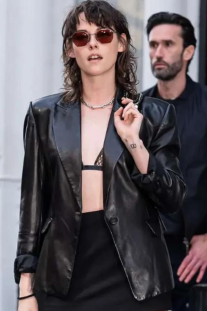 Kristen Stewart Love Lies Bleeding Movie Event 2024 Black Leather Blazer
