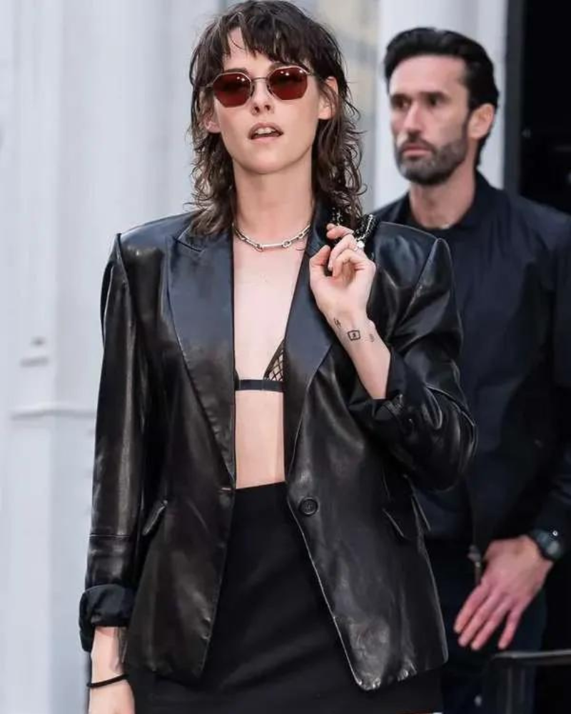 Kristen Stewart Love Lies Bleeding Movie Event 2024 Black Leather Blazer