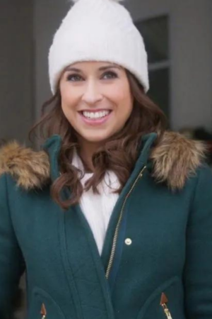 Lacey Chabert Haul Out The Holly Lit Up Green Jacket.