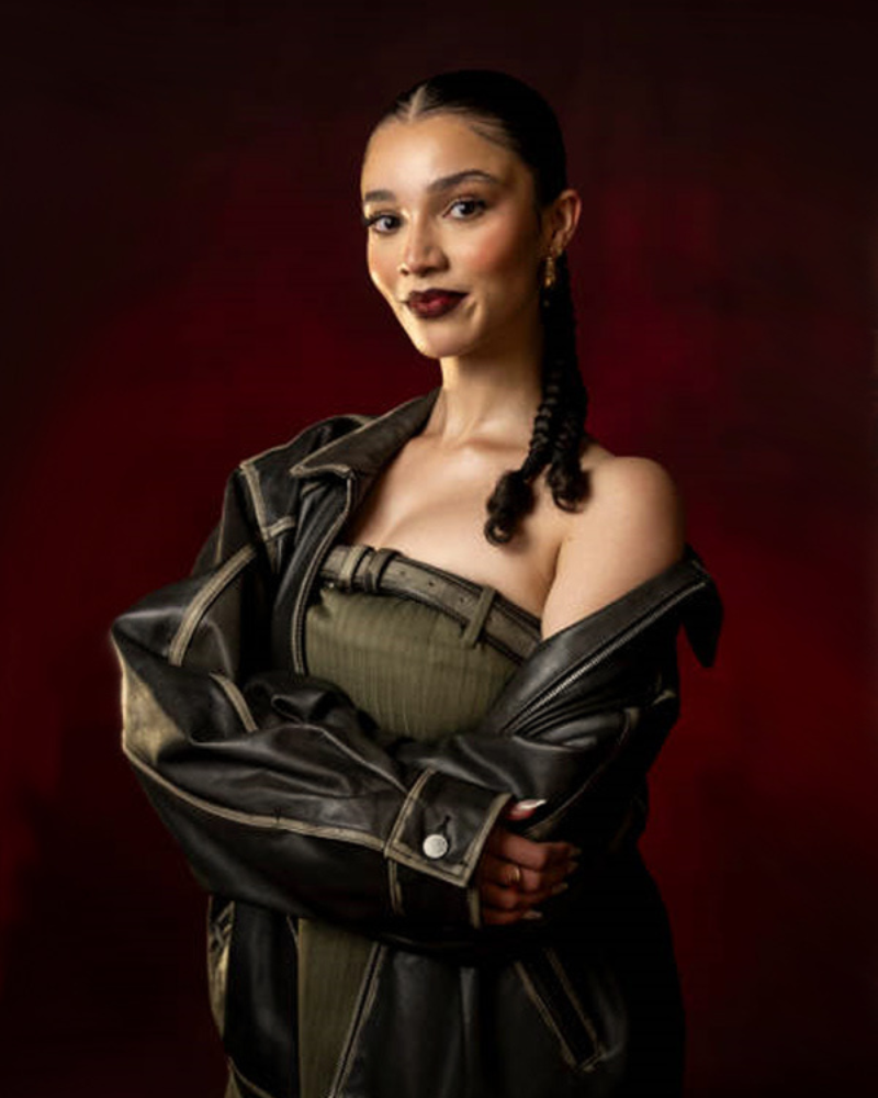 Malia Baker Descendants The Rise Of Red Exclusive Portraits Chloe Black Leather Jacket.