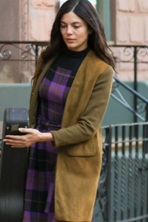 Monica Barbaro A Complete Unknown Brown Coat.