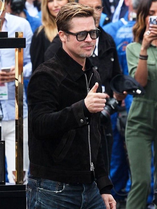 Movie-F1-2025-Brad-Pitt-Black-Suede-Leather-Jacket