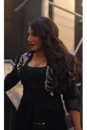 Owning Manhattan 2024 Chloe Tucker Caine Black Chain Crepe Blazer