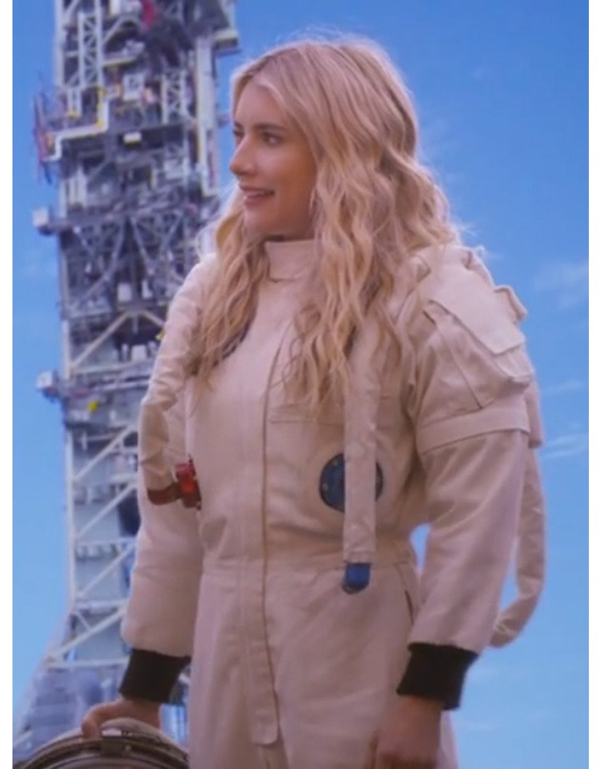 Rex Simpson Film Space Cadet 2024 Emma Roberts White Jumpsuit.