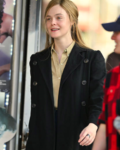 Sylvie Russo A Complete Unknown Elle Fanning Black Blazer Coat.