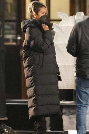 The Union 2024 Roxanne Hall Black Puffer Trench Coat.