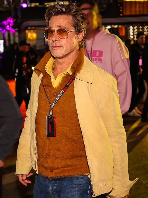 Brad Pitt F1 Grand Prix Movie Event 2025 Sonny Hayes Yellow Cotton Jacket