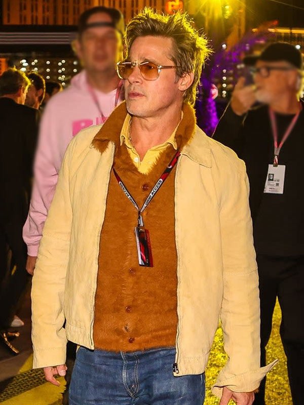 Brad Pitt F1 Grand Prix Movie Event 2025 Sonny Hayes Yellow Cotton Jacket