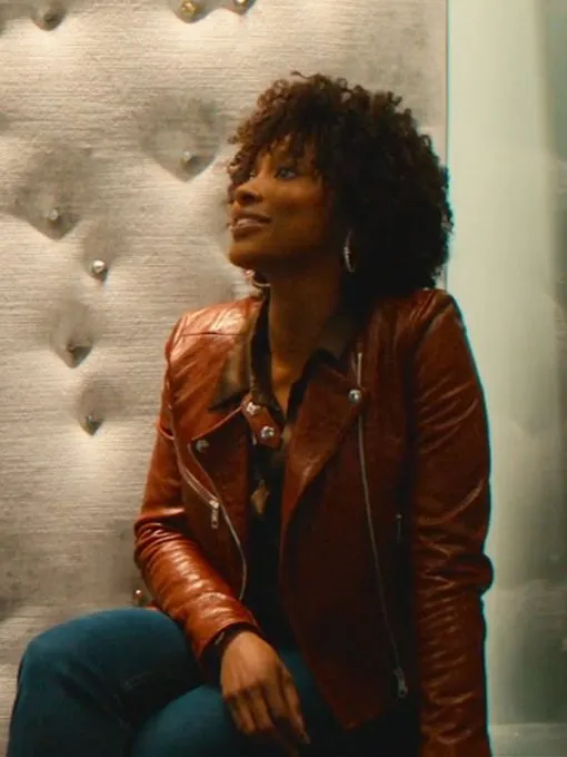 Yvonna Pearson Tv Series Clipped 2024 Deja Brown Leather Jacket.