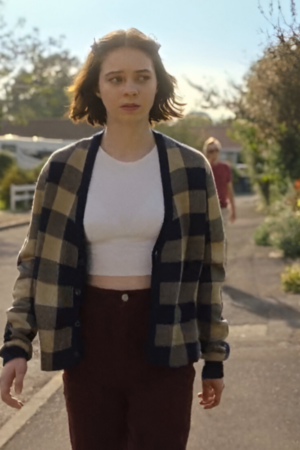 A Good Girl’s Guide To Murder 2024 Emma Myers Yellow And Black Plaid Cardigan