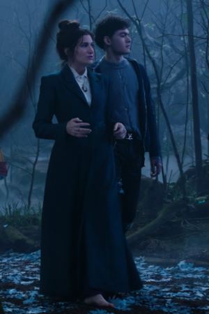 Agatha Harkness Agatha All Along 2024 Kathryn Hahn Black Long Coat.