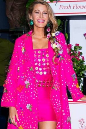 Betty Blooms Pop Up Blake Lively Floral Pink Coat