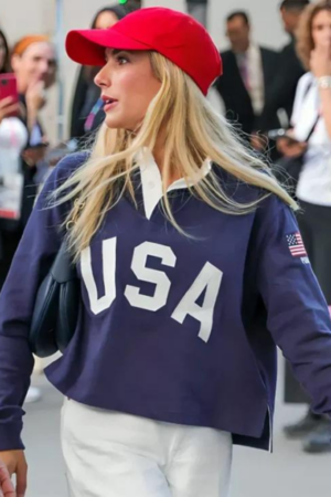 Buy Emma Roberts Paris Olympics 2024 Team USA Cropped Blue Shirt