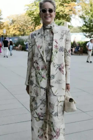 Buy Sharon Stone Paris Olympics 2024 Floral Suit