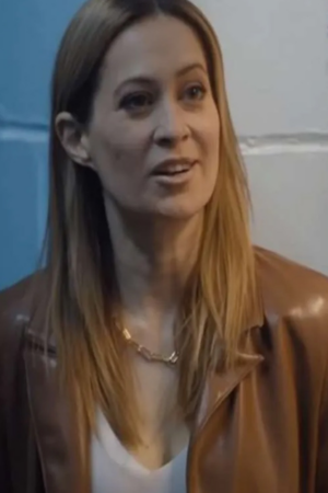 Camille Sullivan Tv Series Shoresy Season 02 Brown Leather Coat