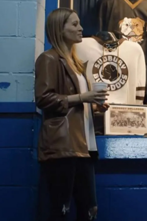 Camille Sullivan Tv Series Shoresy Season 02 Brown Leather Coat.