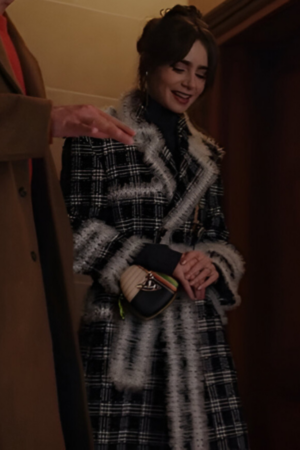 Emily Cooper Tv Series Emily In Paris S04 Lily Collins Ruffled Plaid Coat
