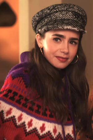 Emily-In-Paris-S04-Lily-Collins-Red-Knitted-Sweater