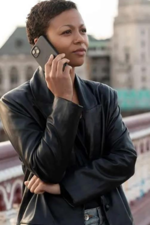 Harper Stern Industry 2024 Myha’la Black Leather Blazer Jacket
