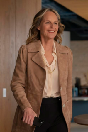 Helen Hunt Hacks Tv Series S03 Winnie Landell Brown Suede Leather Coat