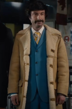 Jacob Tierney Shoresy Tv Series S01 Benny Brown Shearling Leather Coat
