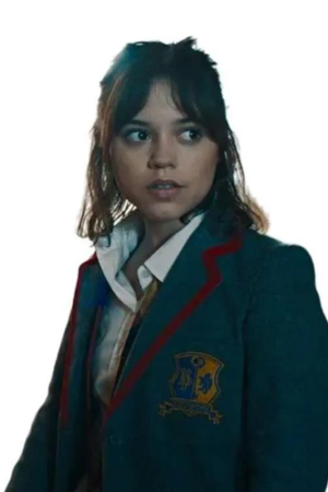 Jenna Ortega Beetlejuice Beetlejuice 2024 Astrid Grey Uniform Blazer