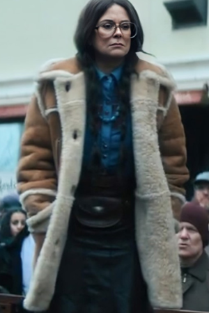 Megan Mullally Tv Series The Umbrella Academy 2024 Dr. Jean Thibodeau Shearling Leather Coat