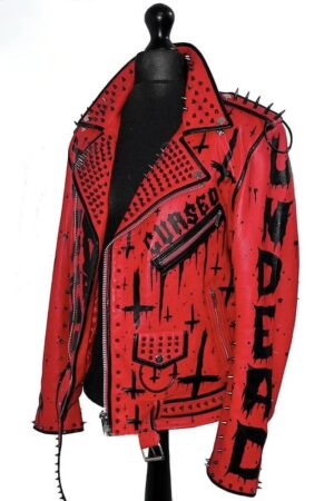 Mens-Handmade-Sinner-Studded-Red