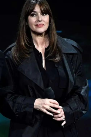 Monica Bellucci Beetlejuice Beetlejuice 2024 Delores Black Trench Coat