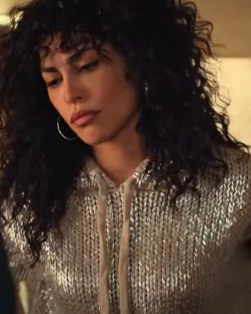 Nadia Shanaa Tv Series Elite S08 Mina El Hammani Silver Metallic Hoodie Nadia Shanaa Tv Series Elite S08 Mina El Hammani Silver Metallic Hoodie