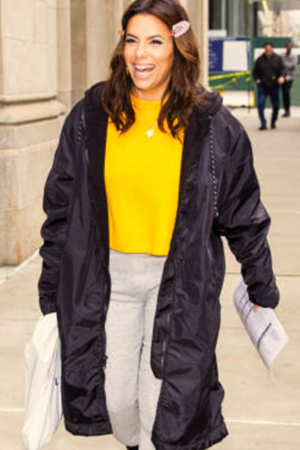 Only Murders In The Building Tv Series Eva Longoria Black Hooded Coat