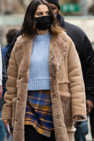 Selena Gomez Only Murders In The Building Tv Series Mabel Mora Shearling Leather Trench Coat