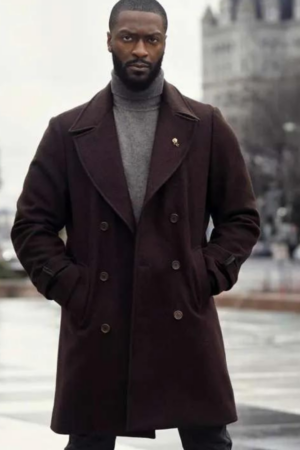 Aldis Hodge Cross 2024 Alex Cross Brown Wool Coat