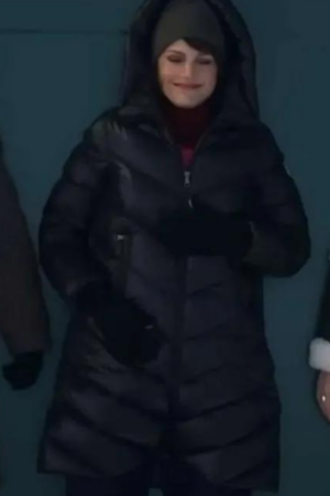 Carla Gugino Tv Series The Girls On The Bus Black Puffer Hooded Coat