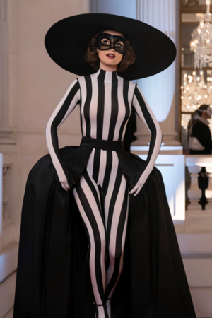 Emily In Paris S04 Lily Collins Striped Catsuit