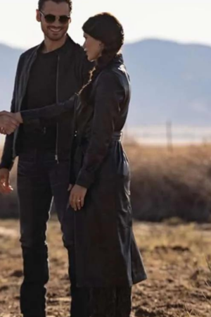 Eva De Dominici The Cleaning Lady Nadia Morales Black Leather Coat