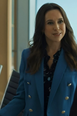 His & Hers 2024 Lacey Chabert Blue Double-breasted Blazer