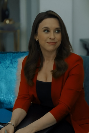 His & Hers 2024 Lacey Chabert Red Wool Blazer