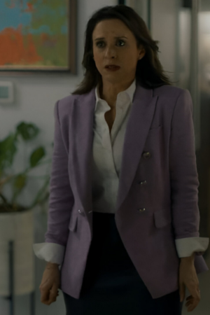 His & Hers Lacey Chabert Purple Double-breasted Blazer