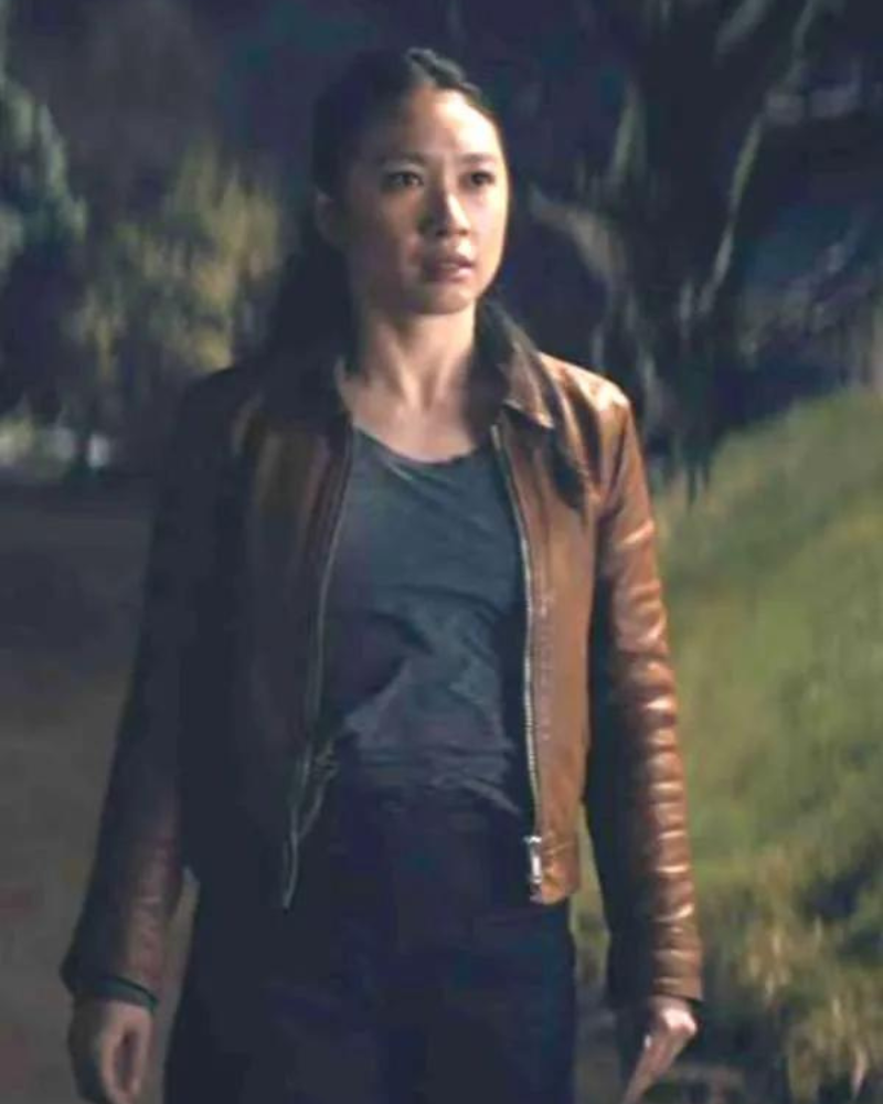 Jess Hong 3 Body Problem S01 Jin Cheng Brown Leather Jacket Jess Hong 3 Body Problem S01 Jin Cheng Brown Leather Jacket