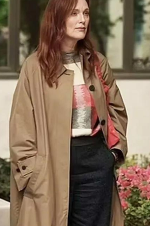 Julianne Moore Movie The Room Next Door 2024 Ingrid Brown Trench Coat
