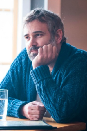 Karl Alberg Murder In A Small Town 2024 Rossif Sutherland Blue Cardigan