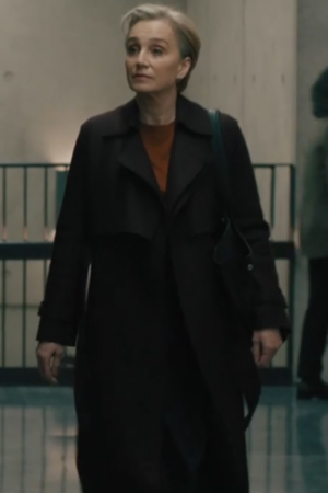 Kristin Scott Thomas Slow Horses Tv Series S04 Diana Taverner Black Wool Trench Coat