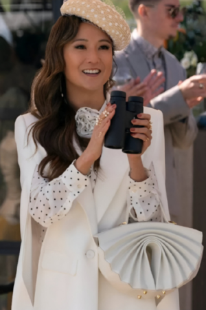Mindy Chen TV Series Emily In Paris S04 Ashley Park White Cape Coat