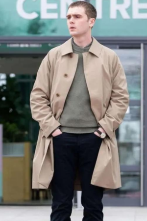 Mitchell Robertson Curfew 2024 Eddie Beige Cotton Trench Coat