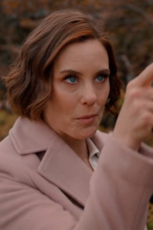 Natalie Calder Falling Together 2024 Ashley Williams Pink Long Coat