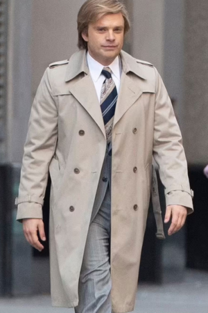 Sebastian Stan Movie The Apprentice 2024 Donald Trump Beige Cotton Coat